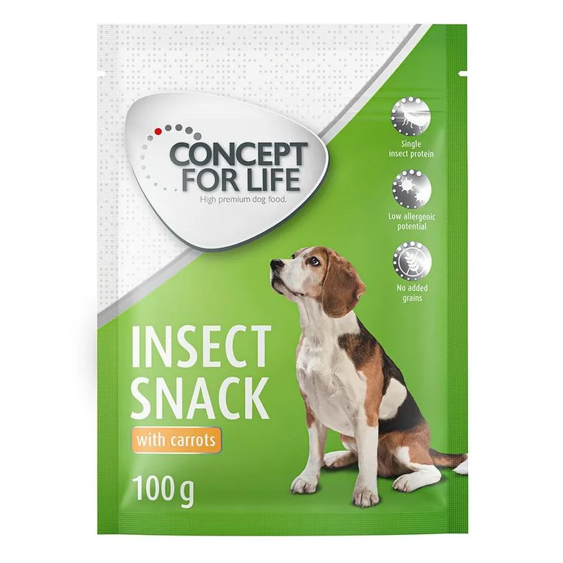 Multipack risparmio! 3 x 100 g Concept for Life Insect Snack per cani (con Carota)