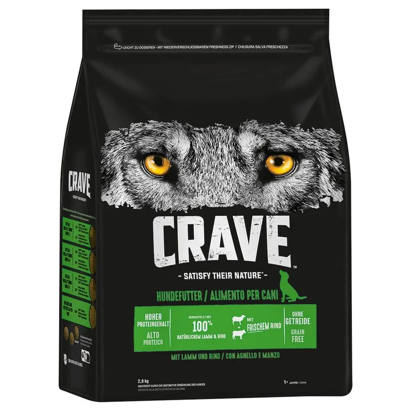 Crave Adult Dog Crocchette con Agnello & Manzo (Set %: 3 x 2,8 kg)
