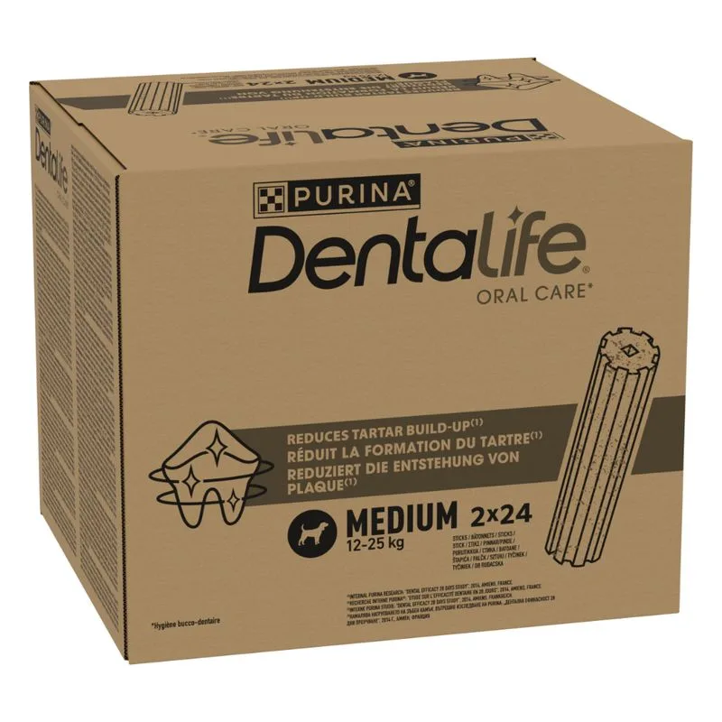 PURINA Dentalife Snack per igiene dentale (48 Stick (16 x 69 g) per cani di tg media (12 - 25 kg))