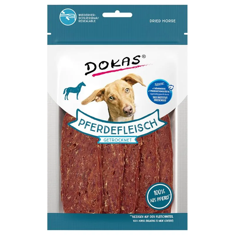 Dokas Carne di cavallo essiccata (Set % 4 x ca. 60 g)
