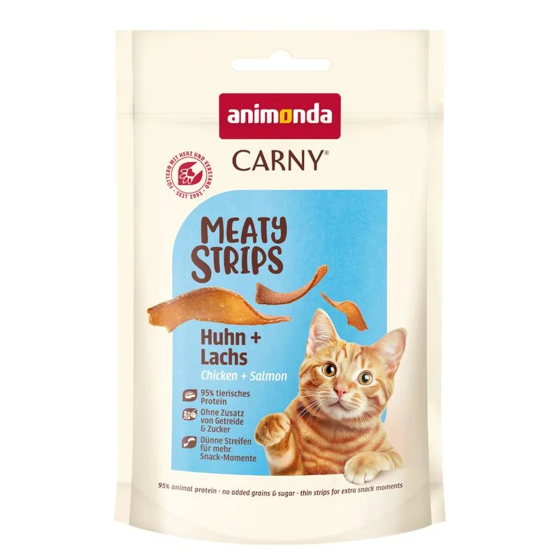 animonda Carny Adult Meaty Strips (Set %: 10 x 50 g Pollo + Salmone)