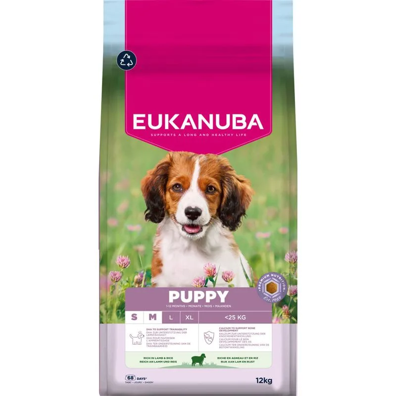 Eukanuba Premium Nutrition Puppy Small & Medium Breed Agnello & Riso (Set %: 2 x 12 kg)
