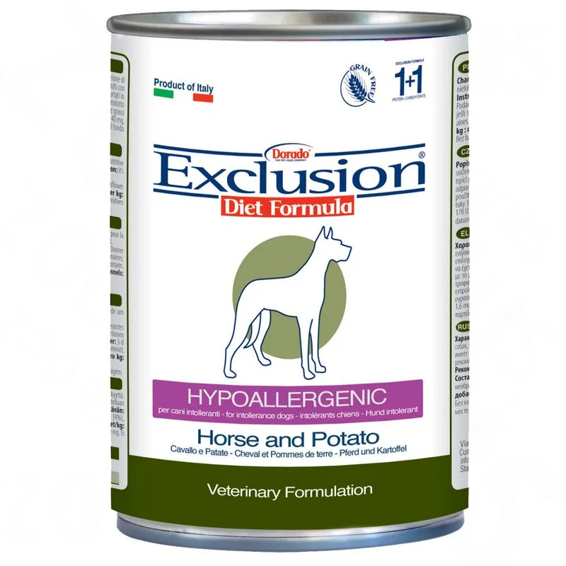 Exclusion Diet Hypoallergenic Pacco misto 12 x 400 g (Cavallo + Cervo + Coniglio)