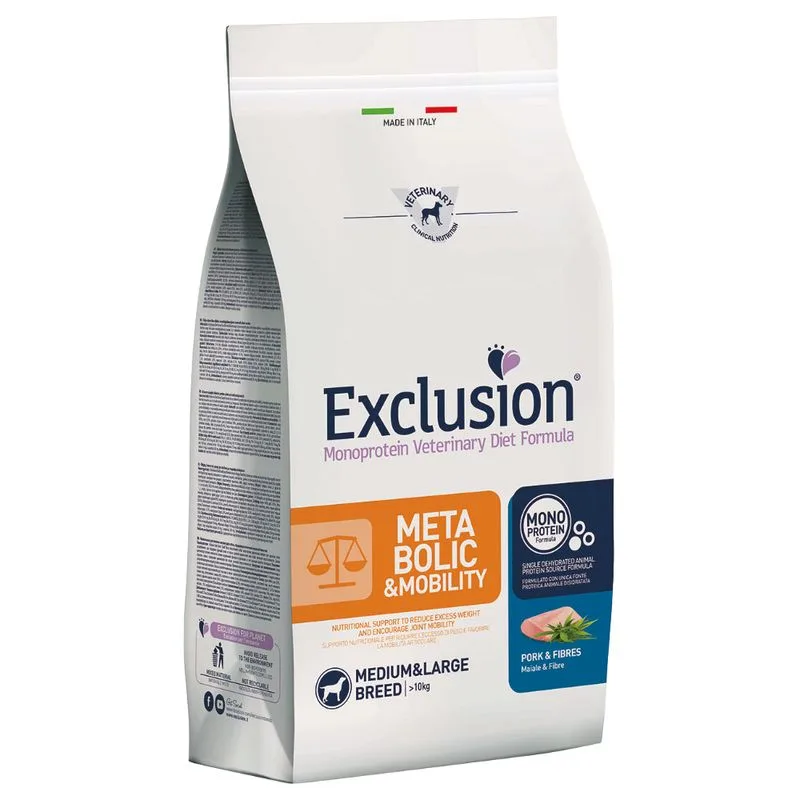 Multipack risparmio! 2 x 12 kg Exclusion Diet Crocchette per cani (Metabolic & Mobility Maiale e Fibre Medium/Large)