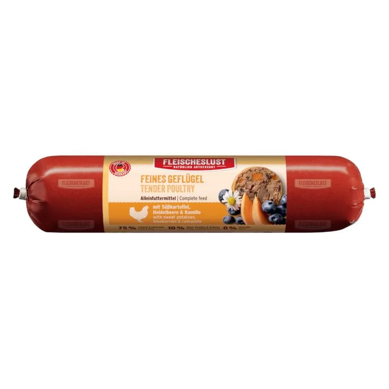 Fleischeslust Classic 16 x 400 g umido cane (Pollame pregiato con Patate dolci, Mirtilli & Camomilla)