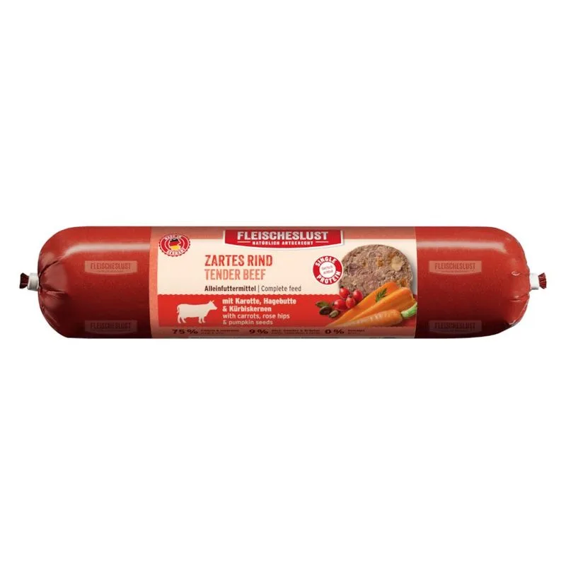 Fleischeslust Classic 16 x 400 g umido cane (Tenero Manzo con Carote, Rosa canina & Semi di zucca)
