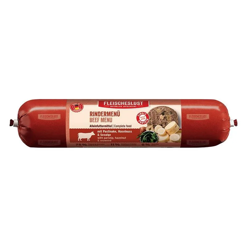 Fleischeslust Classic 6 x 800 g (Menù di Manzo con Pastinaca, Nocciole & Alghe marine)