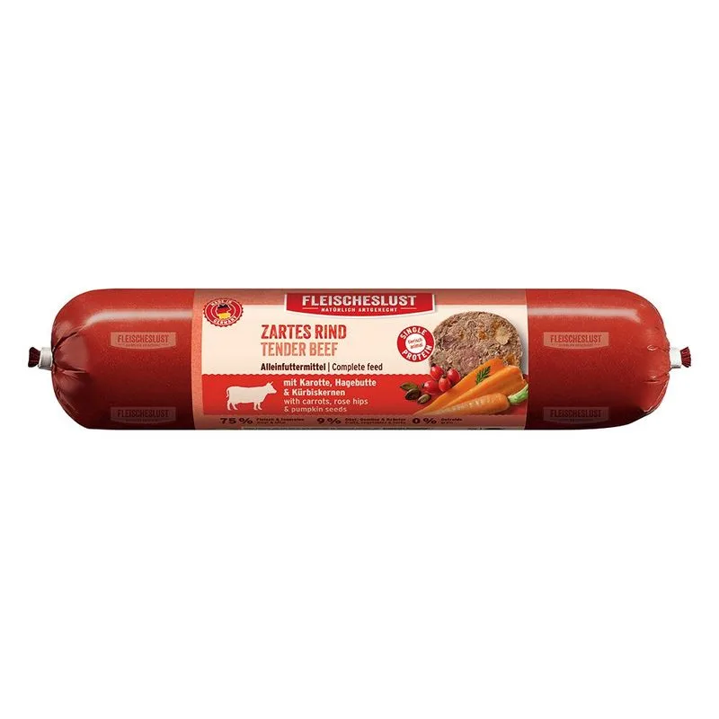 Fleischeslust Classic 6 x 800 g (Tenero Manzo con Carote, Rosa canina e Semi di Zucca)