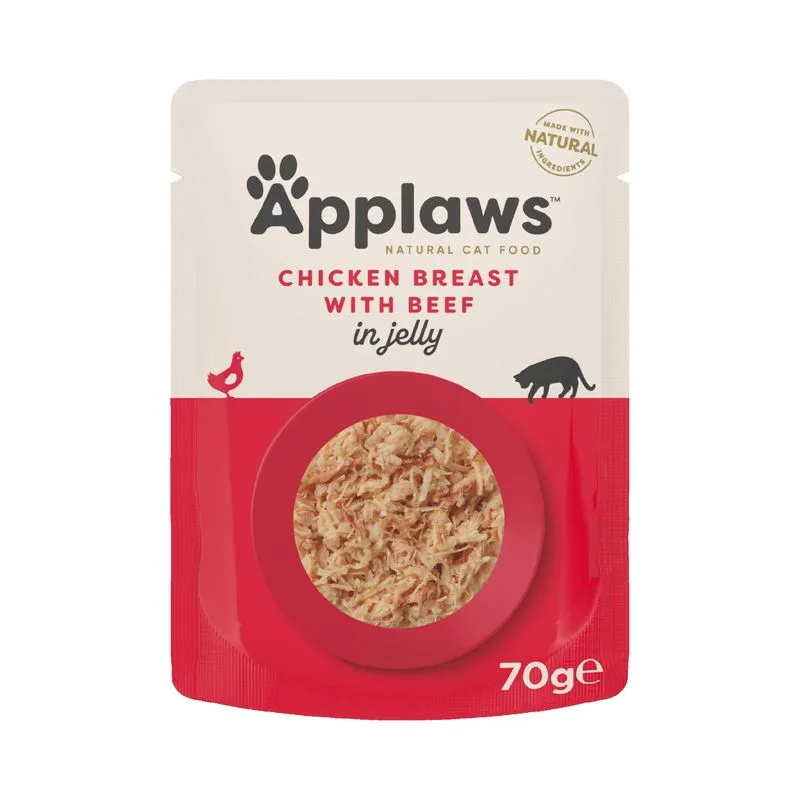 Applaws Buste in gelatina 32 x 70 g (Petto di Pollo con Manzo)