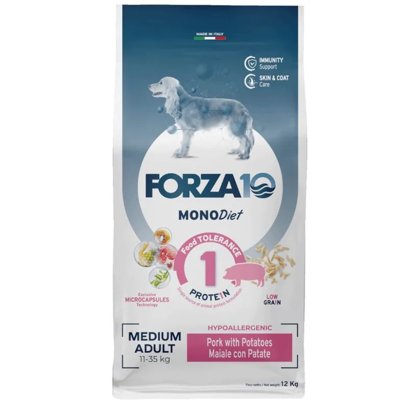 Forza10 Medium Diet Low Grain al Maiale Crocchette cane (Set %: 2 x 12 kg)