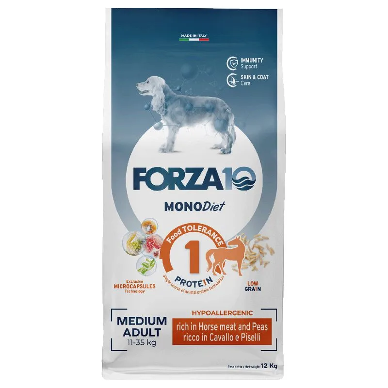 Forza10 Medium Diet al Cavallo e Piselli Crocchette cane (Set %: 2 x 12 kg)