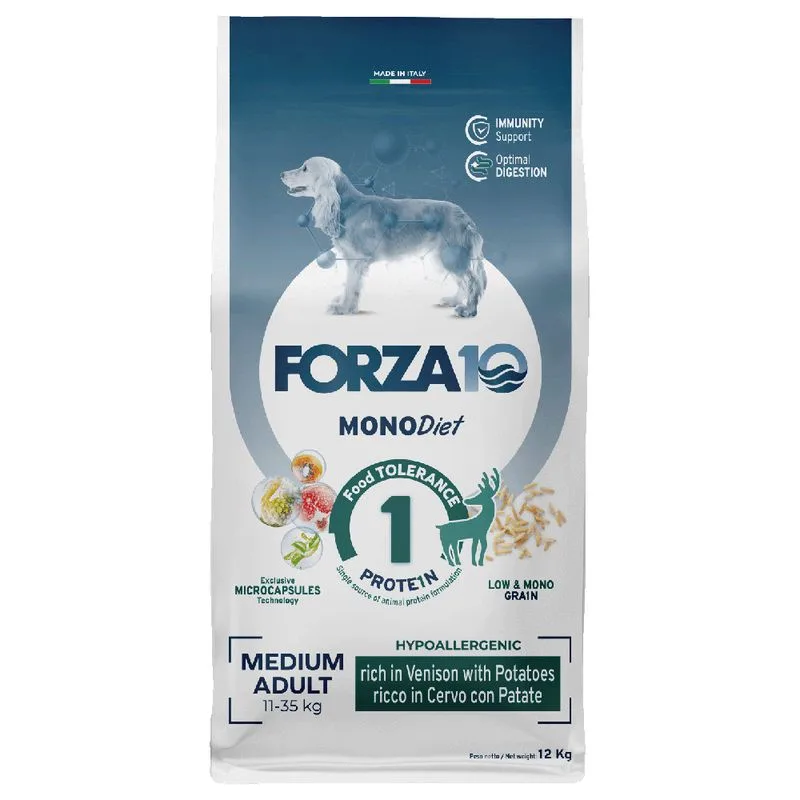 Forza10 Medium Diet al Cervo con Patate Crocchette cane (Set %: 2 x 12 kg)