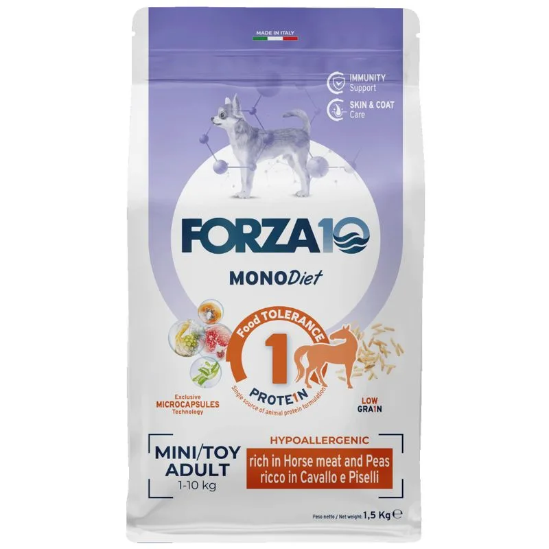 Forza10 Mini & Toy Diet al Cavallo e Piselli Crocchette cane (Set %: 2 x 1,5 kg)