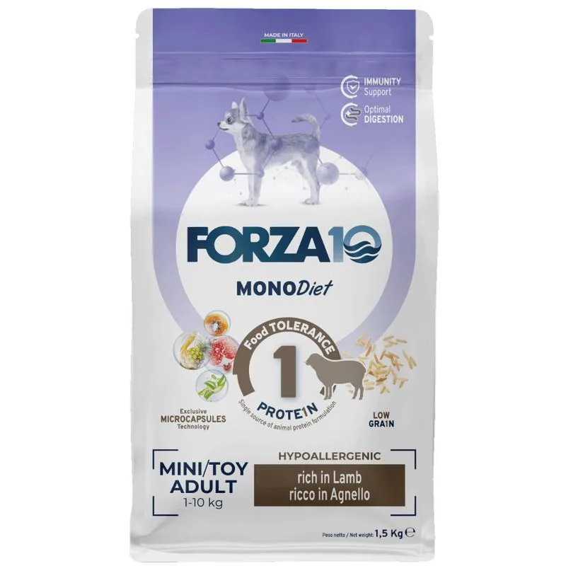 Forza10 Mini & Toy Diet all'Agnello con Riso Crocchette cane (Set %: 2 x 1,5 kg)