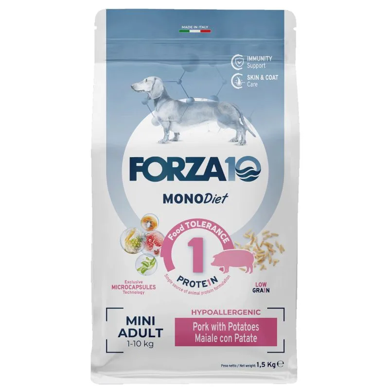Forza10 Mini Diet Low Grain al Maiale con Patate Crocchette cane (Set %: 2 x 1,5 kg)
