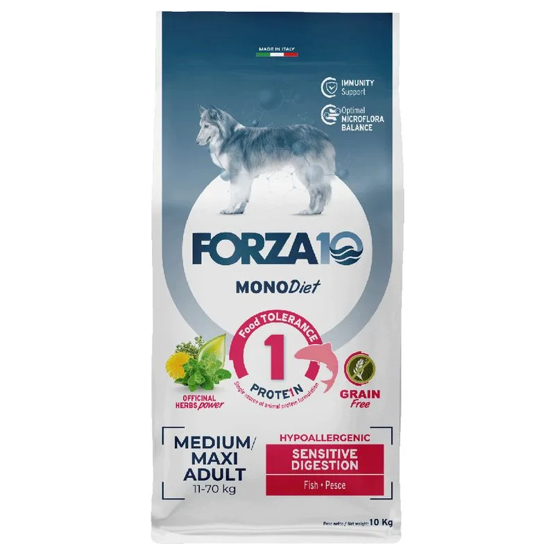 Forza10 Mono Diet Medium & Large Sensitive Digestion con Pesce per cane (Set %: 2 x 10 kg)
