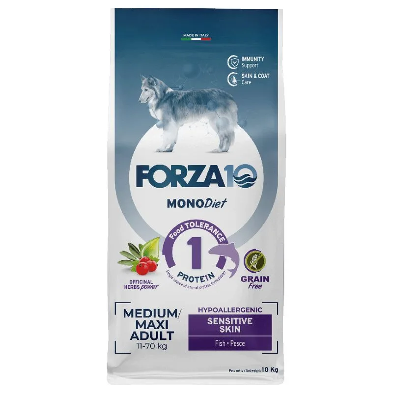 Forza10 Mono Diet Medium & Large Sensitive Skin con Pesce per cane (Set %: 2 x 10 kg)