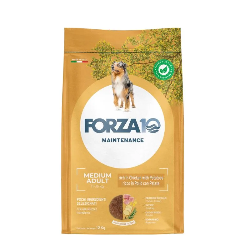 Forza10 Maintenance Medium Adult al Pollo con Patate Crocchette cane (Set %: 2 x 12 kg)