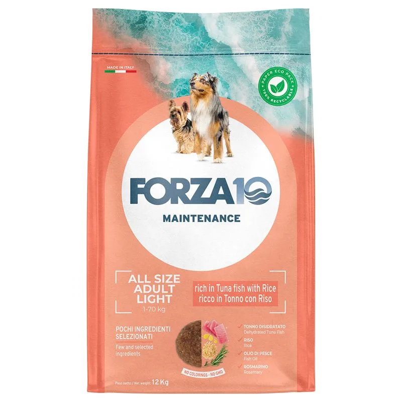 Multipack risparmio! 2 x Forza10 Maintenance Dog Crocchette cane (2 x 12 kg Light All Breeds Tonno e Riso)