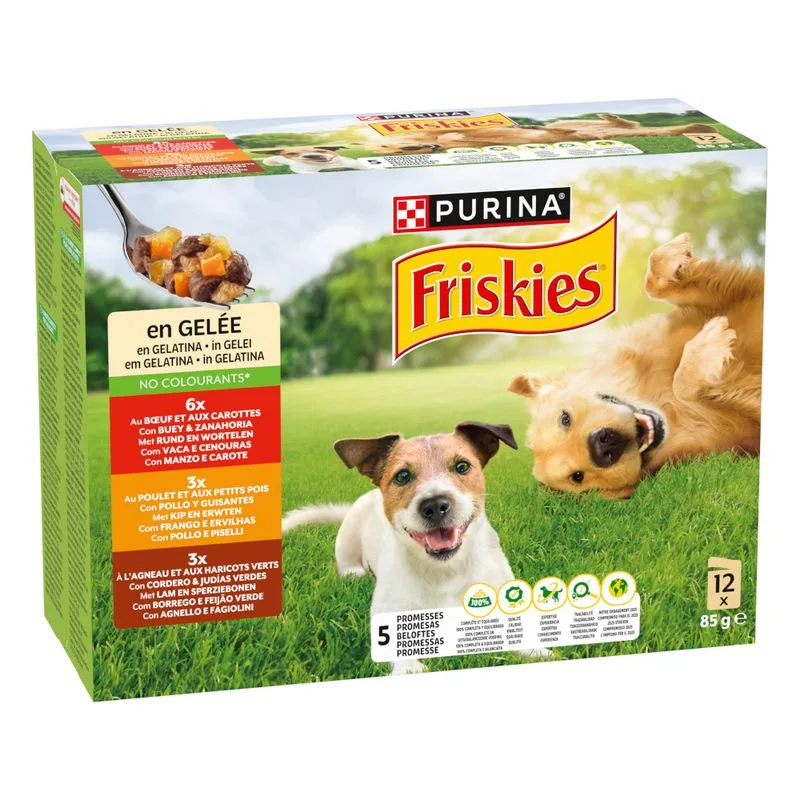 Friskies Adult in gelatina con manzo, pollo e agnello (36 x 85 g)