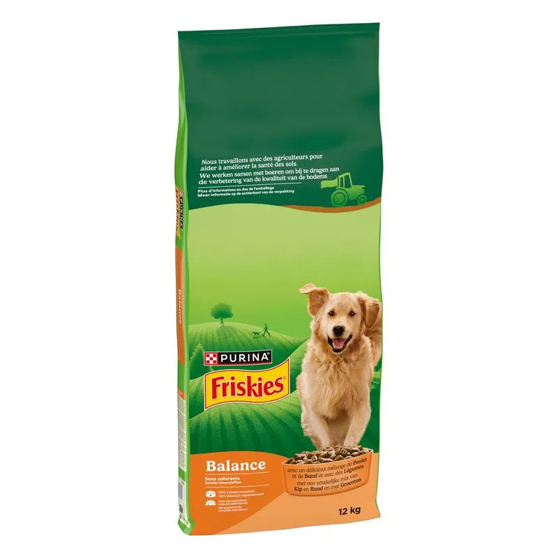 PURINA Friskies Adult Balance Pollo e Manzo con Verdure Crocchette cane (Set %: 2 x 12 kg)