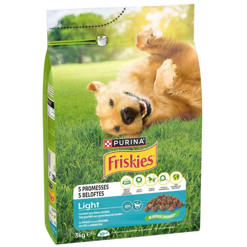 PURINA Friskies Light Sterilized con Pollo e Verdure Crocchette cane (Set %: 3 x 3 kg)