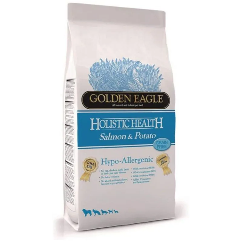 Golden Eagle Hypo-Allergenic Salmone e Patate Senza cereali per cani (Set %: 2 x 10 kg)