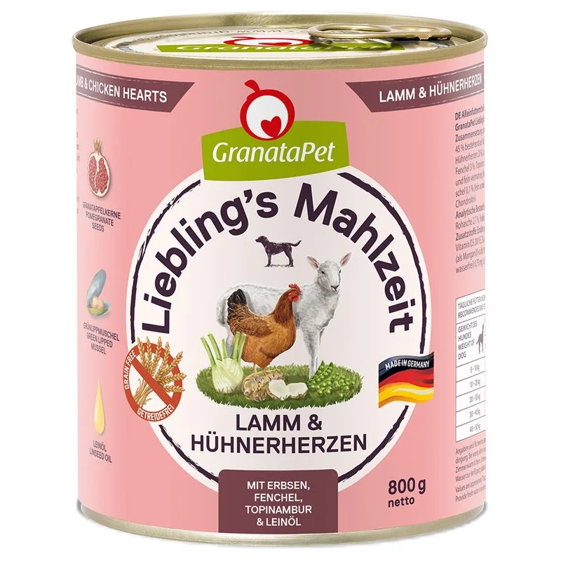 GranataPet Liebling's Mahlzeit 12 x 800 g (Agnello & Cuori di pollo)