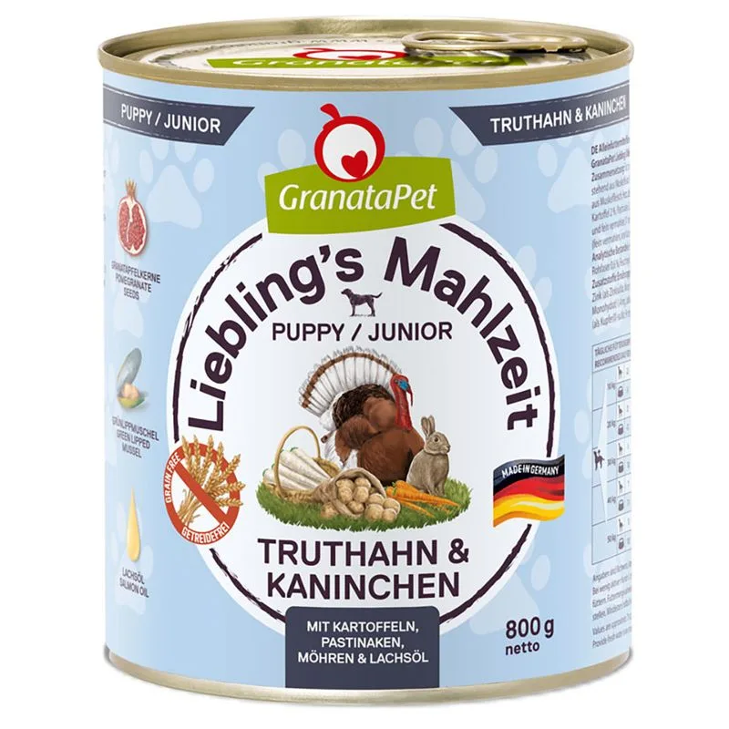 GranataPet Liebling's Mahlzeit 12 x 800 g (Junior Tacchino & Coniglio)