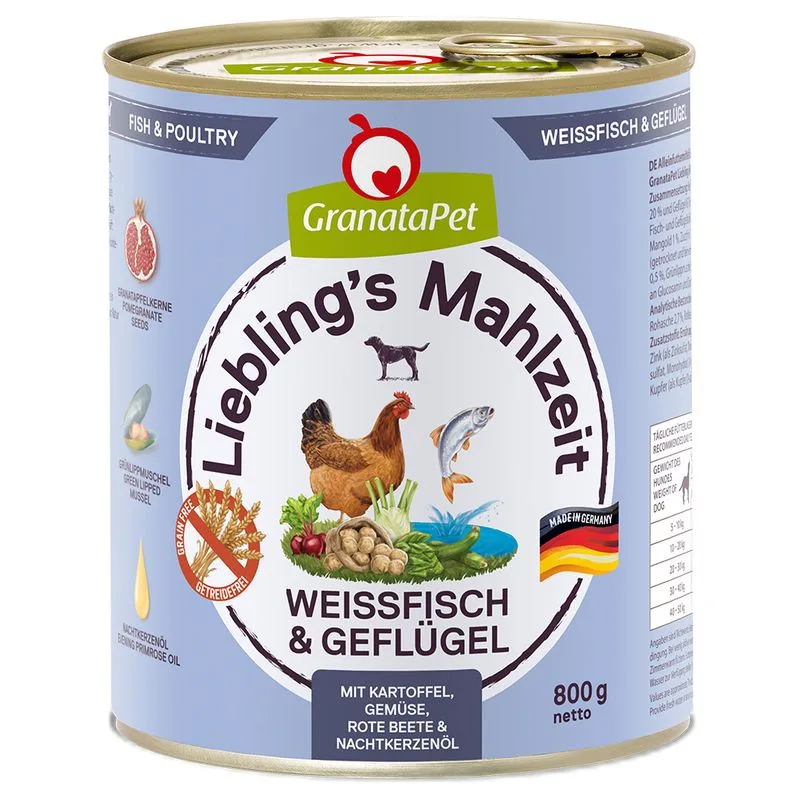 GranataPet Liebling's Mahlzeit 12 x 800 g (Pesce bianco & Pollame)