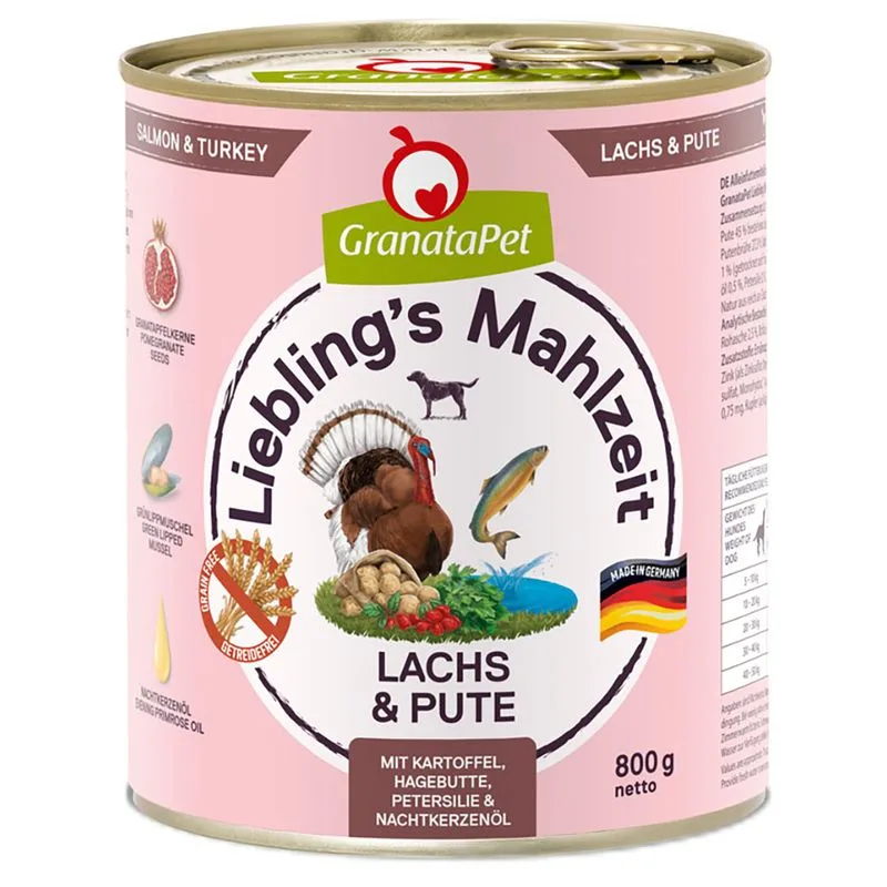 GranataPet Liebling's Mahlzeit 12 x 800 g (Salmone & Tacchino con Patate)