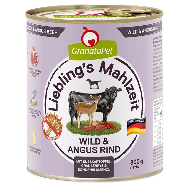 GranataPet Liebling's Mahlzeit 12 x 800 g (Selvaggina & Angus)