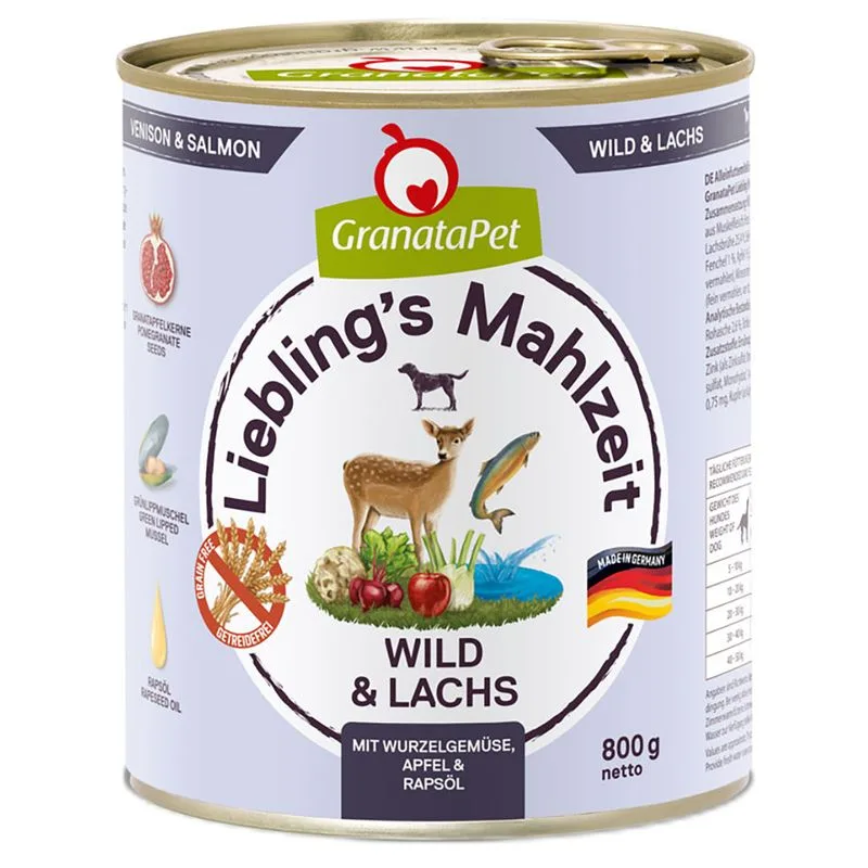 GranataPet Liebling's Mahlzeit 12 x 800 g (Selvaggina & Salmone con Ortaggi)