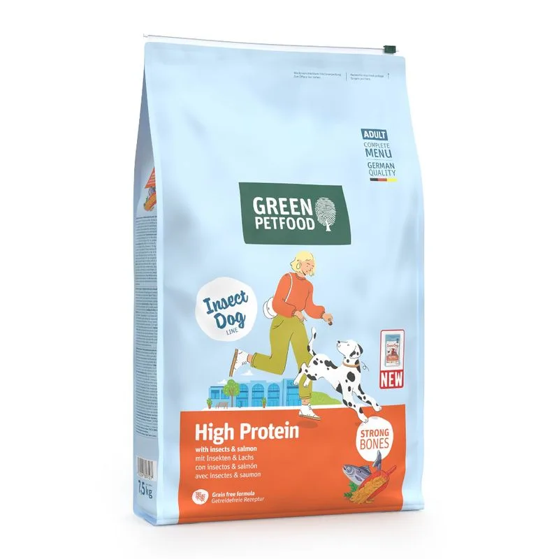 Green Petfood High Protein con Insetti & Salmone (Set %: 2 x 7,5 kg)