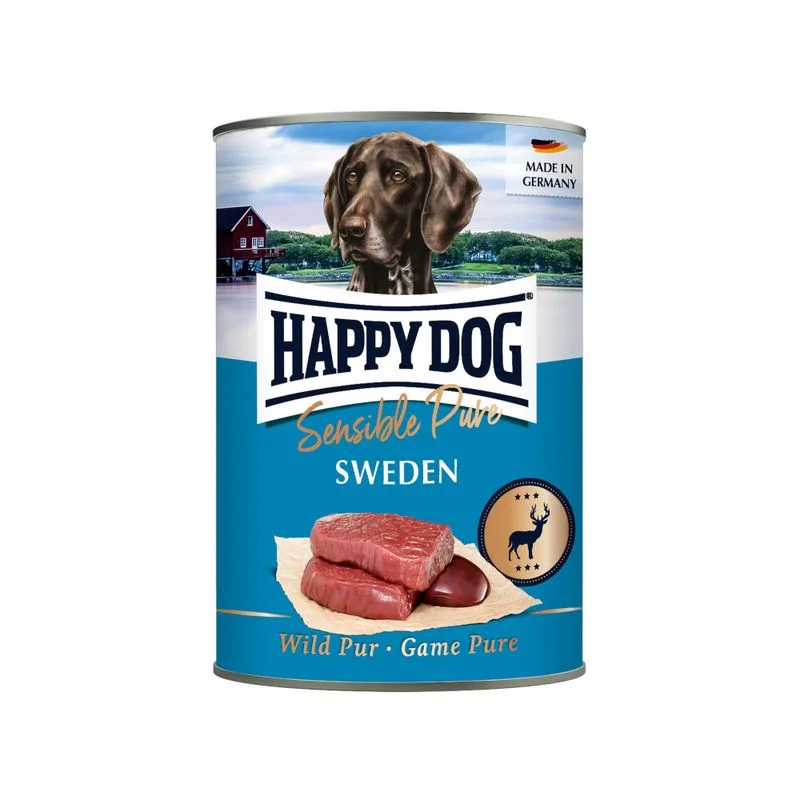 Happy Dog Sensible Pure 12 x 400 g Umido cane (Svezia (Selvaggina pura))