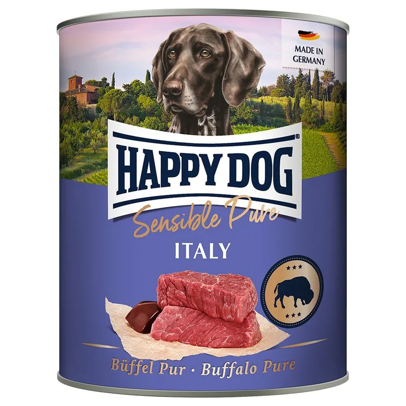 Happy Dog Sensible Pure 12 x 800 g Alimento umido per cani (Bufalo puro)