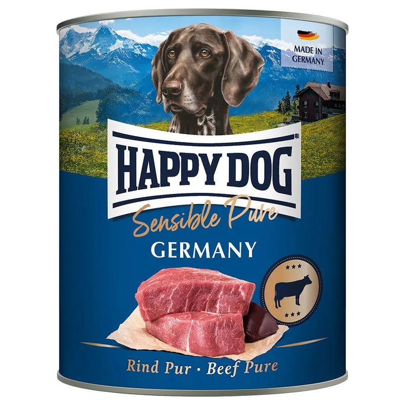 Happy Dog Sensible Pure 24 x 800 g Alimento umido per cani (Germania (Manzo))