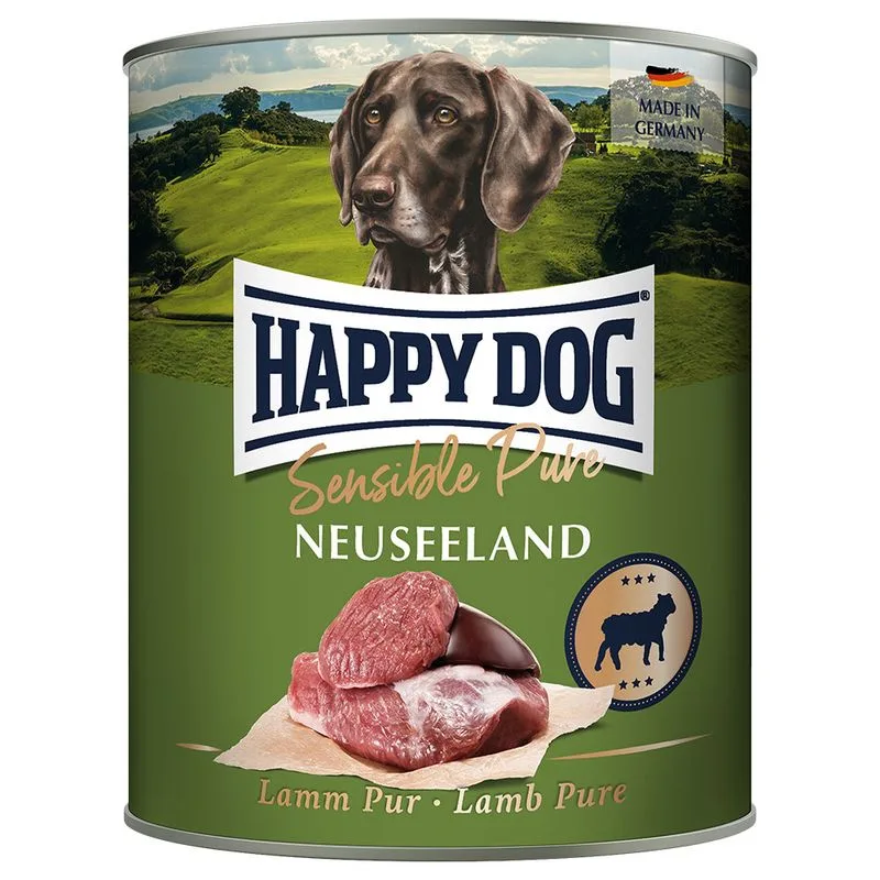 Happy Dog Sensible Pure 24 x 800 g Alimento umido per cani (Nuova Zelanda (Agnello))