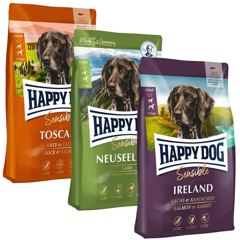 Set prova! 3 x 4 kg Happy Dog Supreme "Culinary World Tour" per cane