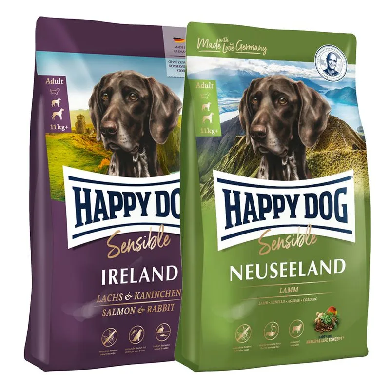 Set prova! Happy Dog Supreme Sensible Crocchette per cane (12,5 kg Irlanda + 12,5 kg  Nuova Zelanda)