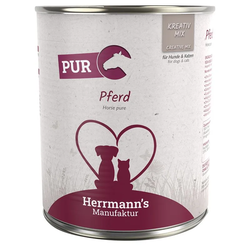 Herrmann's Bio Carne pura / Carne pura Bio 24 x 800 g umido per cani e gatti (Cavallo)