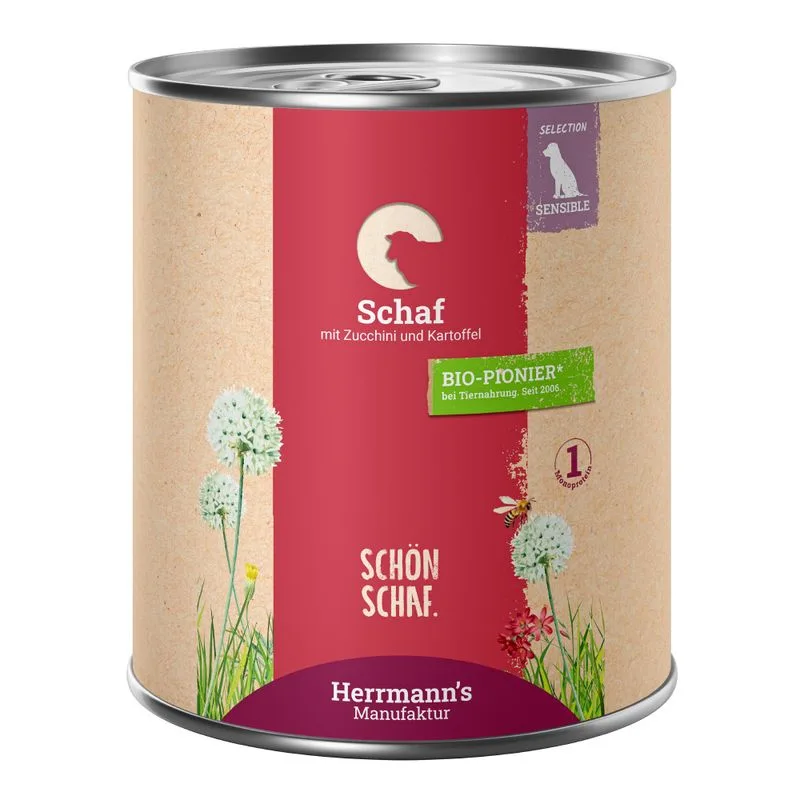 Herrmann's Bio-Menù / Menù Sensible 12 x 800 g umido cane (Pecora con Zucchine Bio e Patate Bio)