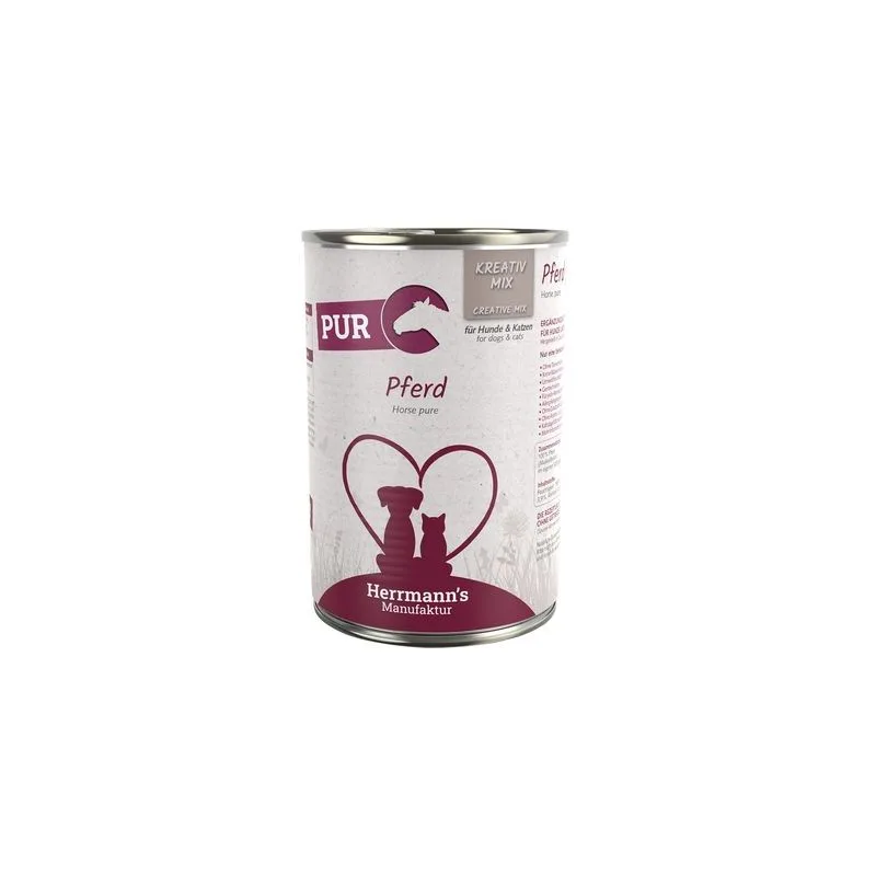 Herrmann's Creative Mix Carne pura / Carne pura Bio 6 x 400 g umido per cani e gatti (Cavallo)