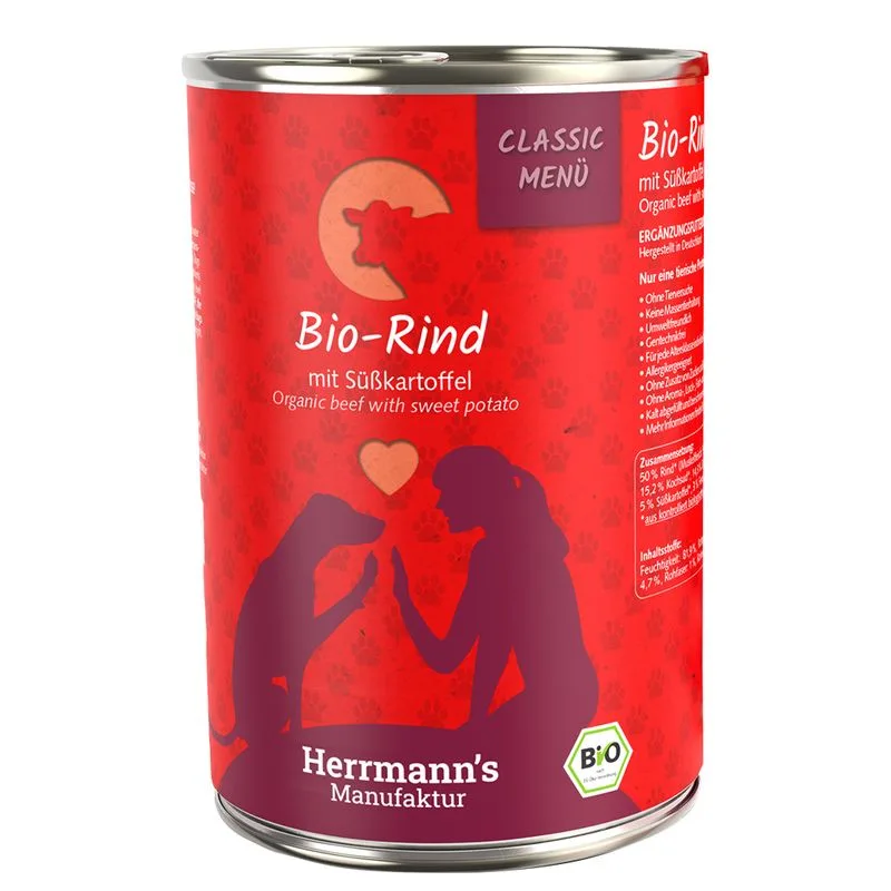 Herrmann's Menù Classic / Bio-Menù 6 x 400 g (Manzo bio con Patate dolci bio)