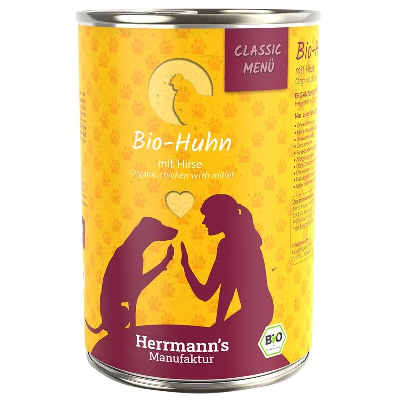 Herrmann's Menù Classic / Bio-Menù 6 x 400 g (Pollo bio con Miglio bio)