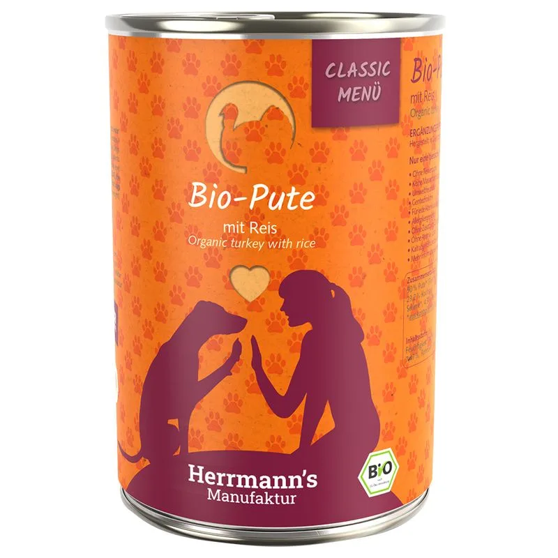 Herrmann's Menù Classic / Bio-Menù 6 x 400 g (Tacchino bio con Riso bio)