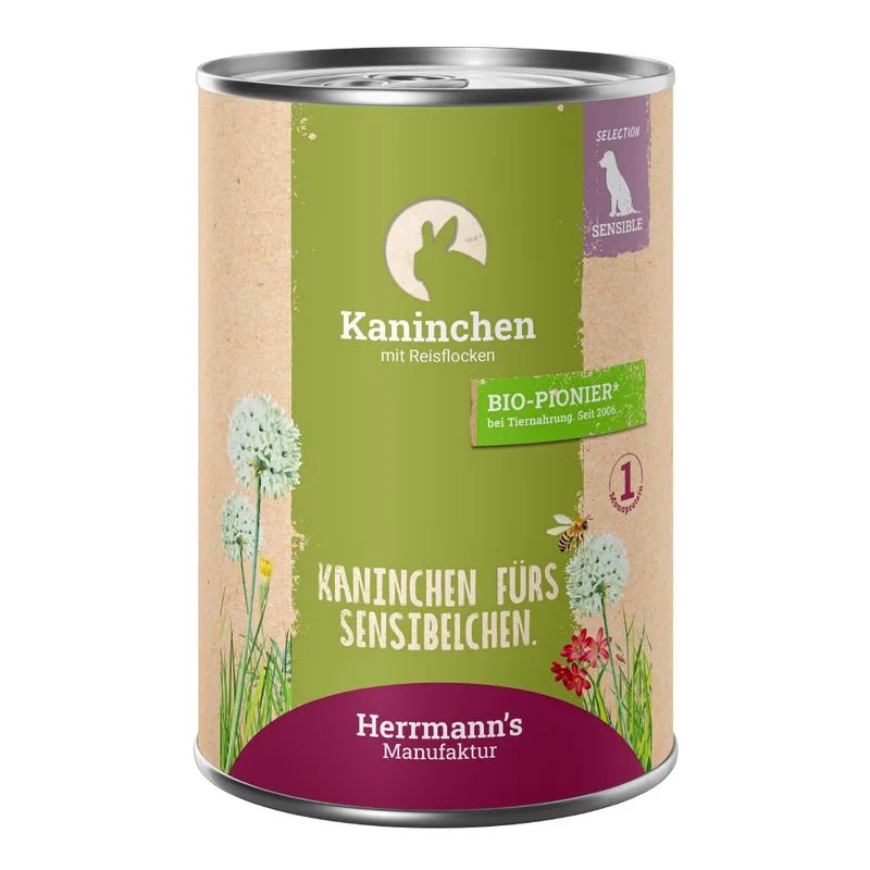 Herrmann´s Selection Sensible 6 x 400 g (Coniglio con Fiocchi di Riso bio)