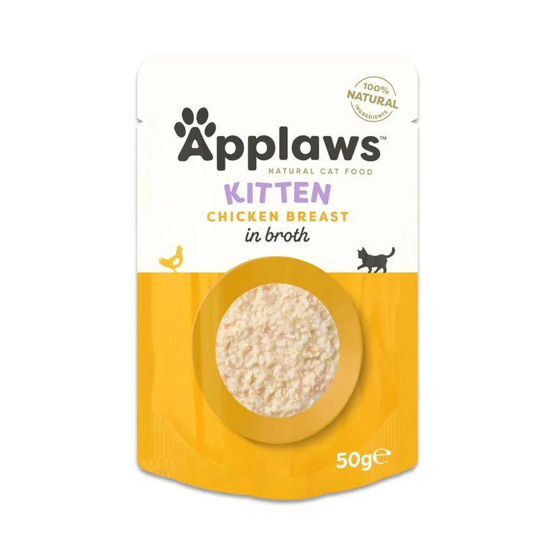 Applaws Natural Kitten in brodo 24 x 50 g (Petto di pollo)