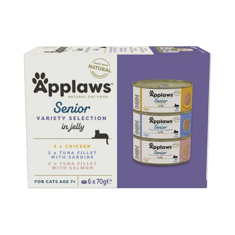 Applaws Senior 6 x 70 g Umido per gatti (Mix: Pollo, Filetto di Tonno con Salmone, Filetto di Tonno con Sardine)