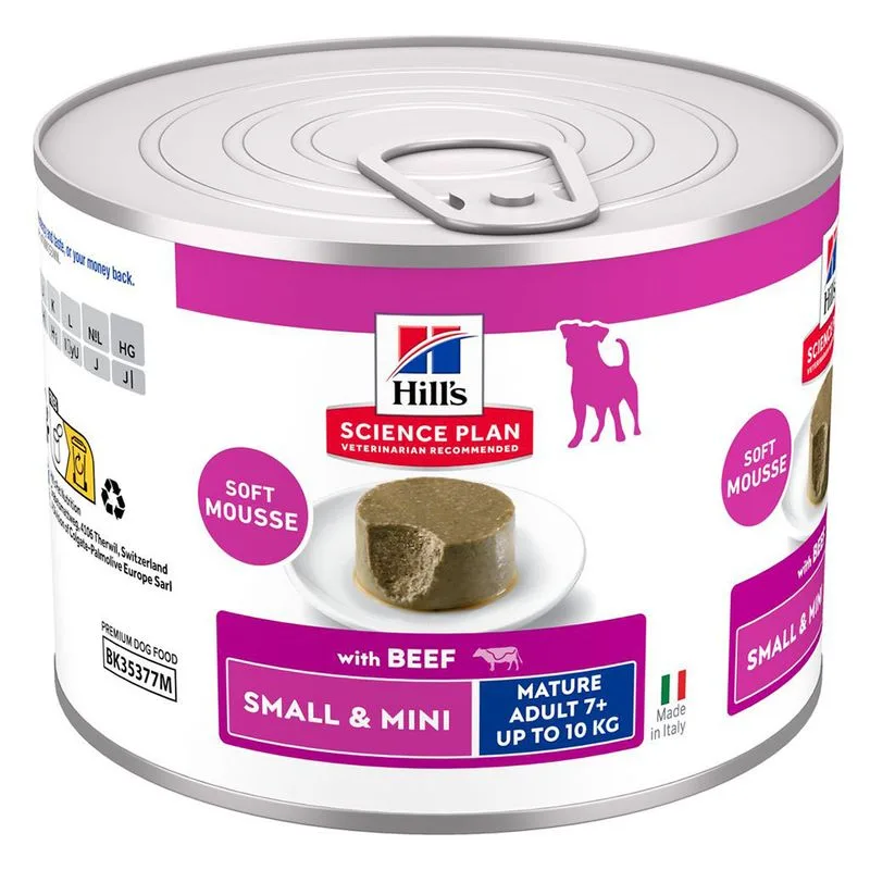 Hill's Science Plan Mature Small & Mini Mousse umido per cane (Set %: 24 x 200 g Manzo)